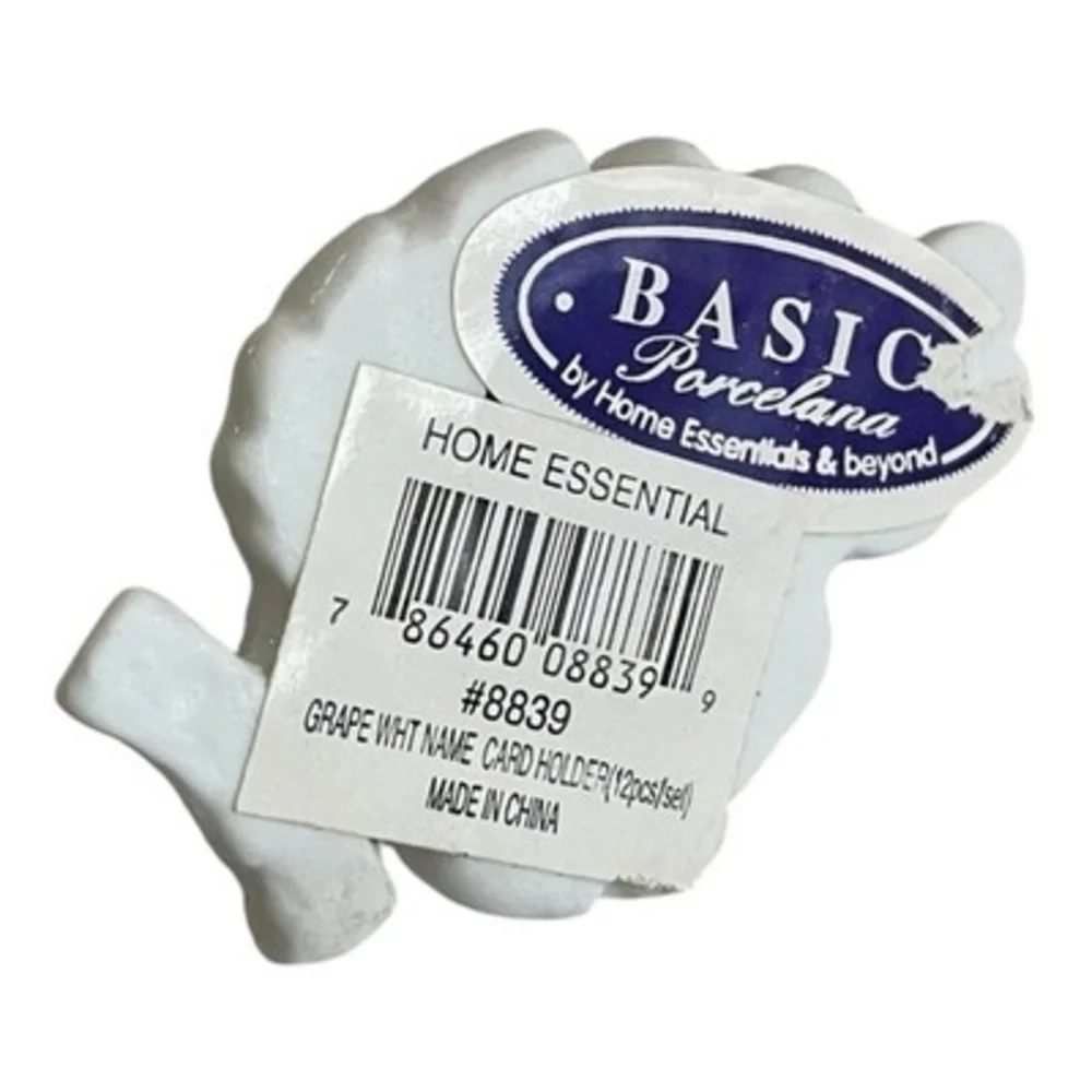 Basic Porcelana White Grape Name Card Holder Place Card Set of 12 NIB